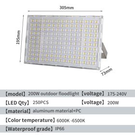 LED Floodlights, Outdoor Waterproof Industrial Workshops, Factory Buildings, Outdoor Lighting, Courtyards, Exploratory Streetlights, Ultra Bright (Option: 200W)